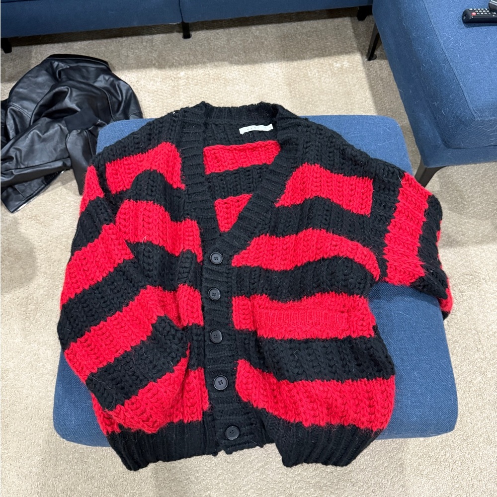 MNML Black and Red Knit Cardigan